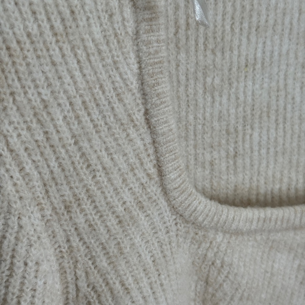 Cream Fine Rib Knit Sweater - Picture 5 of 10